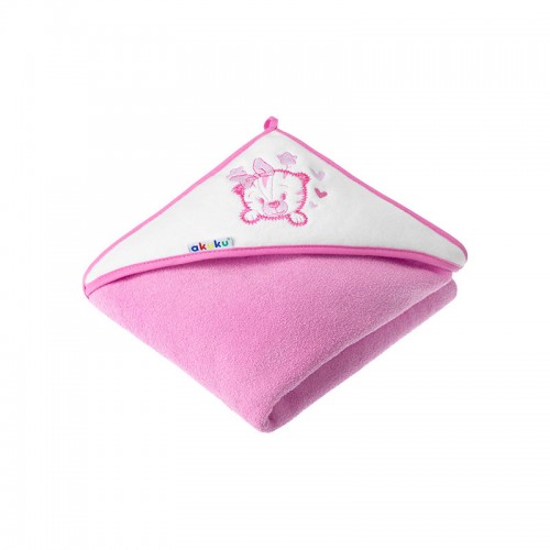 Εικόνα 1 Κάπα Βαμβακερή-Terry 100x100εκ. Γατούλα Ροζ akuku A1253