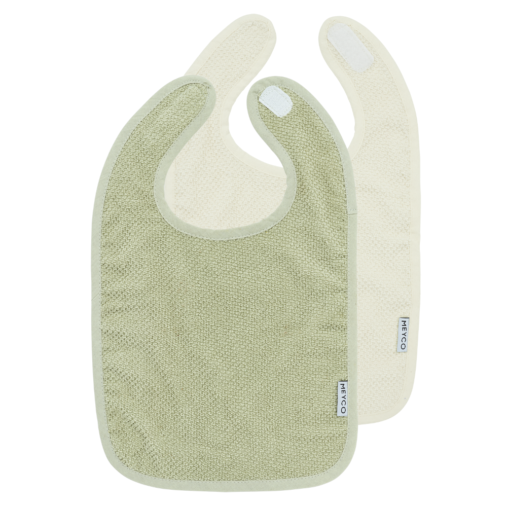 Meyco Σαλιάρες Σετ 2τμχ Βαμβακερές Popcorn Natural-Soft Olive Meyco MEY-241.205.CM.01.M2